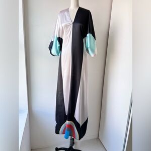 Graphic Abstract Pattern belted Kaftan gown